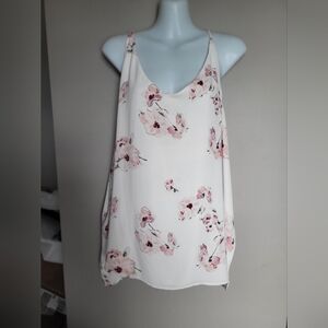 Essentials White and Pink Floral Camisole, Size 2XL